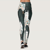 Floral Llamas Niedliche Vintage Textur Leggings (Rückseite)