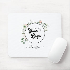 Floral Logo Custom Company Business & Name Girl Mousepad