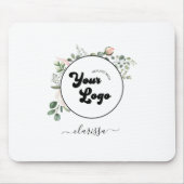 Floral Logo Custom Company Business & Name Girl Mousepad (Vorne)