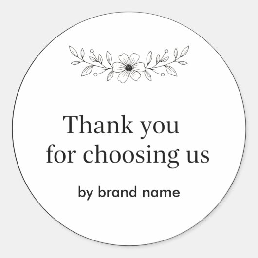 Floral Logo Thank You Business Sticker (Vorderseite)