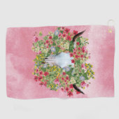 Floral Longhorn Skull auf Aquarell Golfhandtuch (Horizontal)