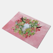 Floral Longhorn Skull auf Aquarellfarbe Fußmatte (Schrägansicht)