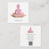 *~* Floral Lotus Buddha Meditation QR AP33 Rosa Quadratische Visitenkarte (Vorne/Hinten)