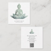 *~* Floral Lotus Buddha Meditation QR AP33 SAGE Quadratische Visitenkarte (Vorne/Hinten)