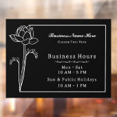 Floral Lotus Einfach Elegante Business Open Hours Fensteraufkleber (Blatt 2)