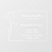 Floral Lotus Einfach Elegante Business Open Hours Fensteraufkleber (Blatt)