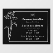 Floral Lotus Einfach Elegante Business Open Hours Fensteraufkleber (Blatt)