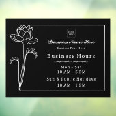 Floral Lotus Einfach Elegante Business Open Hours Fensteraufkleber (Blatt 3)