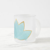 Floral Lotus Seafoam Blue & Imitate Gold Mattglastasse (VorderseiteRechts)