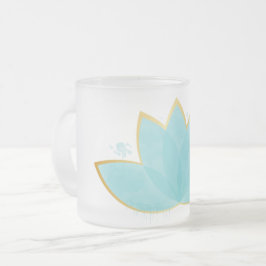 Floral Lotus Seafoam Blue & Imitate Gold Mattglastasse