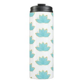 Floral Lotus Seafoam Blue & Imitate Gold Thermosbecher