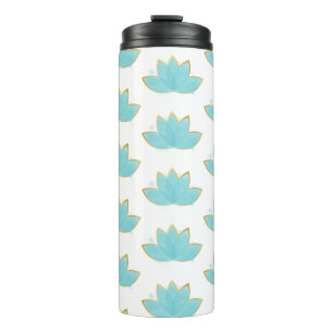 Floral Lotus Seafoam Blue & Imitate Gold Thermosbecher