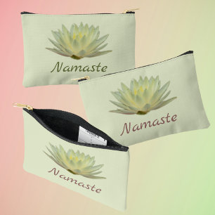Floral Lotus Wasserlilie Gelbgrün Personalisiert Zubehörtasche