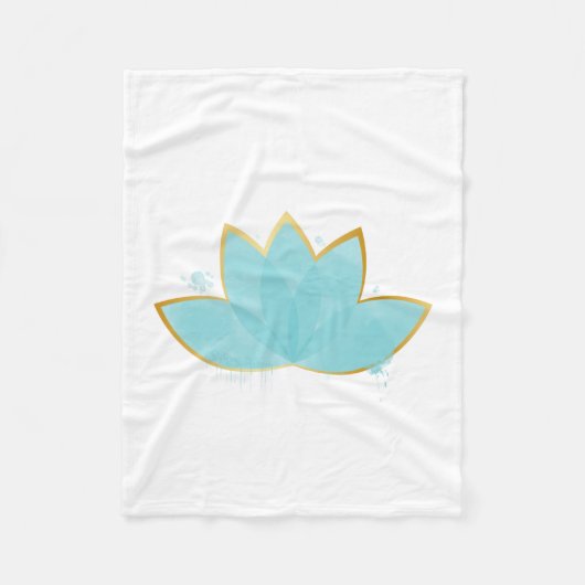 Floral Lotus Watercolor Seepromenade Blau & Imitat Fleecedecke (Vorderseite)