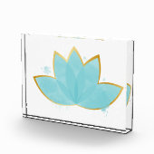Floral Lotus Watercolor Seepromenade Blau & Imitat Fotoblock (Rechts)