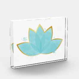 Floral Lotus Watercolor Seepromenade Blau & Imitat Fotoblock