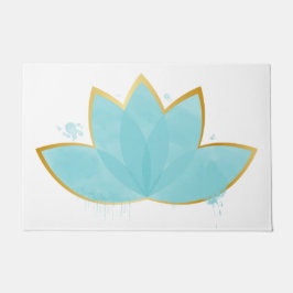 Floral Lotus Watercolor Seepromenade Blau & Imitat Fußmatte