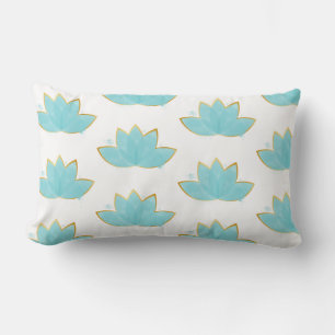 Floral Lotus Watercolor Seepromenade Blau & Imitat Lendenkissen