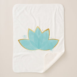 Floral Lotus Watercolor Seepromenade Blau & Imitat Sherpadecke