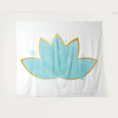 Floral Lotus Watercolor Seepromenade Blau & Imitat Wandteppich (Vorderseite (Horizontal))