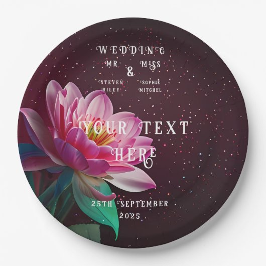 Floral Lotus Wedding Suite | Starry Night Romance Pappteller (Vorderseite)