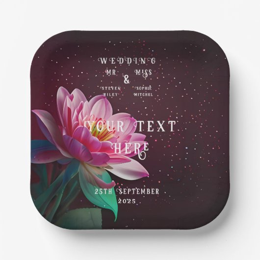 Floral Lotus Wedding Suite | Starry Night Romance Pappteller (Vorderseite)