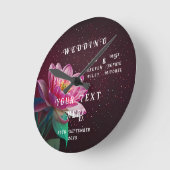 Floral Lotus Wedding Suite | Starry Night Romance Runde Wanduhr (Winkel)