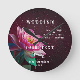 Floral Lotus Wedding Suite | Starry Night Romance Runde Wanduhr