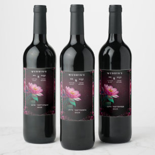 Floral Lotus Wedding Suite Starry Night Romance Weinetikett