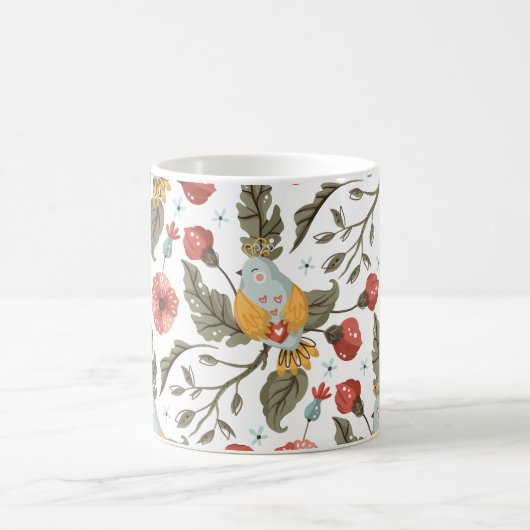 Floral Love Birds Bohemisches Muster Kaffeetasse (Mittel)