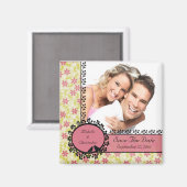 Floral Love Birds Foto speichern Datum Magnet (Vorderseite/Rückseite)