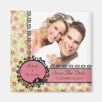 Floral Love Birds Foto speichern Datum Magnet