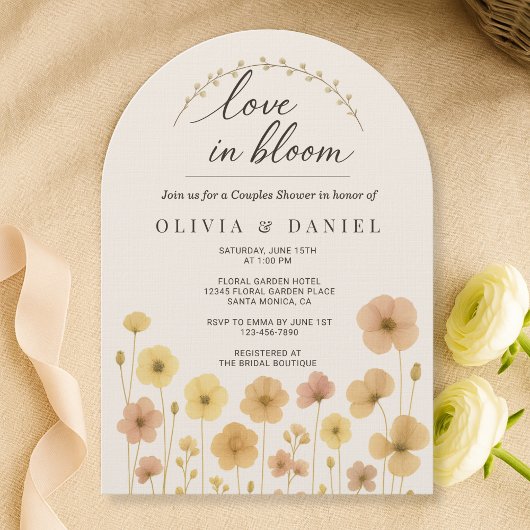 Floral Love In Bloom Boho Couples Shower Einladung