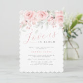 Floral Love is in Bloom Pink Blush Bridal Shower Einladung (Stehend Vorderseite)