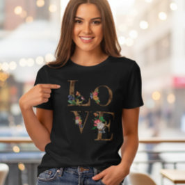 Floral LOVE Rustic Word Women's T-Shirt Tri-Blend Shirt