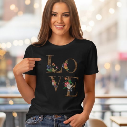 Floral LOVE Rustic Word Women's T-Shirt Tri-Blend Shirt