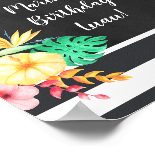 Floral Luau Party Sign Poster (Ecke)