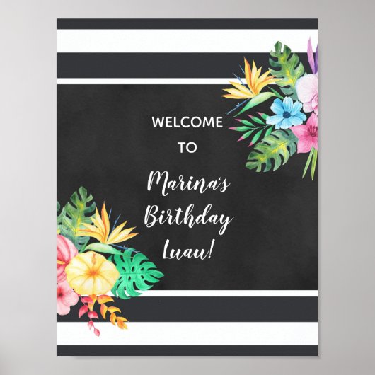 Floral Luau Party Sign Poster (Vorne)