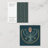 Floral Lucile Tiles Geometric Green Pink Quadratische Visitenkarte (Vorne/Hinten)