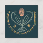 Floral Lucile Tiles Geometric Green Pink Quadratische Visitenkarte (Rückseite)