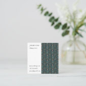 Floral Lucile Tiles Geometric Green Pink Quadratische Visitenkarte (Stehend Vorderseite)