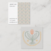 Floral Lucile Tiles Geometric Soft Grau Pink Quadratische Visitenkarte (Vorne/Hinten)