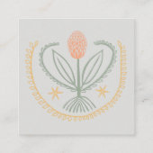 Floral Lucile Tiles Geometric Soft Grau Pink Quadratische Visitenkarte (Rückseite)