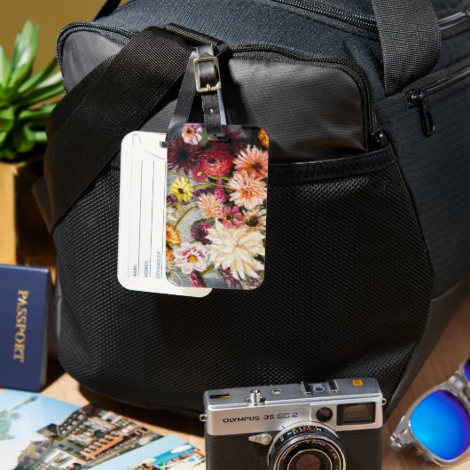 floral luggage tag gepäckanhänger (Vorderseite & Rückseite)