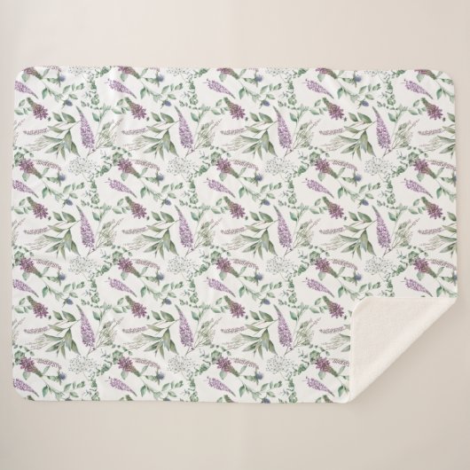 Floral Lupin Heather Scottish Pattern Sherpadecke (Vorderseite (Horizontal))