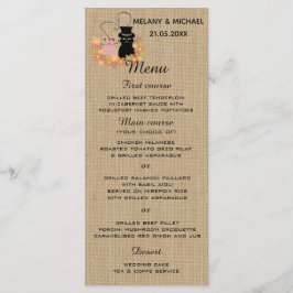 Floral lustige Cartoon Katzen in Liebe Einfaltkart Menükarte