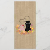 Floral lustige Cartoon Katzen in Liebe Einfaltkart Menükarte (Rückseite)