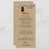 Floral lustige Cartoon Katzen in Liebe Einfaltkart Menükarte (Vorne/Hinten)