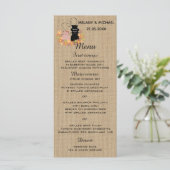 Floral lustige Cartoon Katzen in Liebe Einfaltkart Menükarte (Stehend Vorderseite)