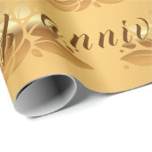 Floral Luxury Happy Gold 50 Jahre Jubiläum Geschenkpapier (Rolleneckpunkt)